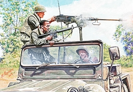 マスターボックス1/35 米・ベトナム戦兵士3体車上射撃シーン+解放戦線兵2体         