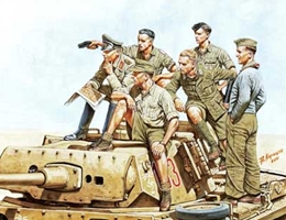 マスターボックス1/35 独・DAKアフリカ軍団ロンメル将軍&司令部将校・戦車上         